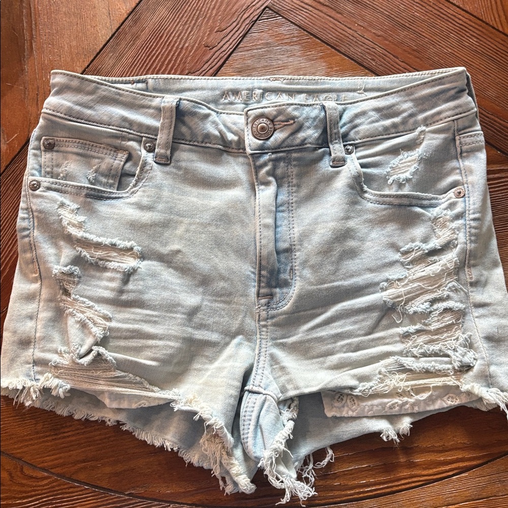 American Eagle Next Level Stretch Hi Rise Shortie Denim Shorts